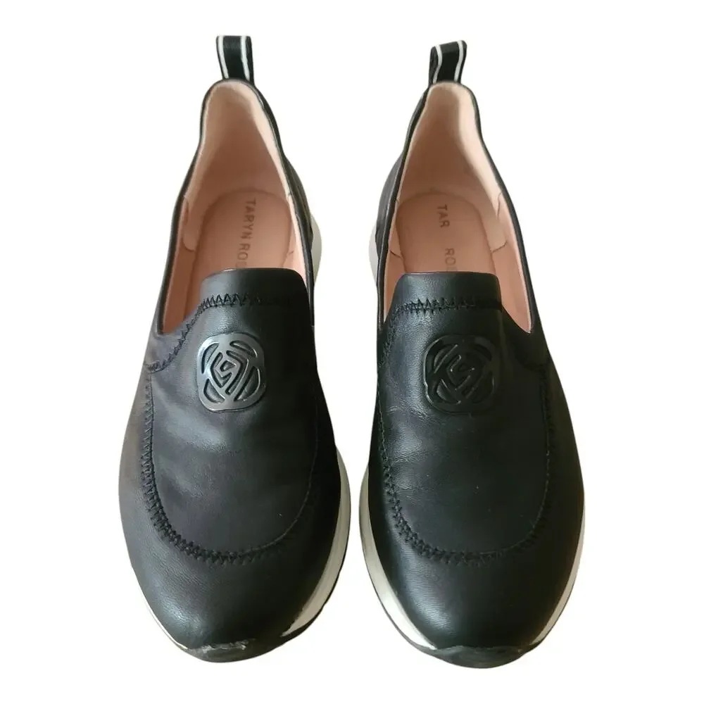 Taryn Rose Black Leather Baylor Slip On Loafers Shoes Women's 5 1/2 B